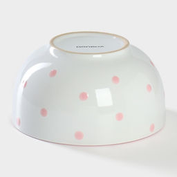 Салатник Доляна «Горошек», 580 мл, керамика, розовый