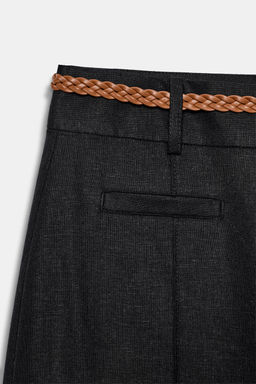 PANTAL?N CULOTTE CON LINO CINTUR?N TRENZADO / Negro - Zara фото 10