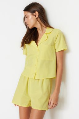 Trendyolmilla Koyu K?rm?z? Terrycotton Sortlu Dokuma Pijama Tak?m? THMSS23PT00132