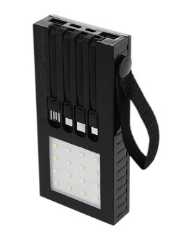 Внешний портативный аккумулятор 10000 мАч, 10 W, 2USB, Type-C, фонарик, солнечная панель, чёрный - Simaland фото 10
