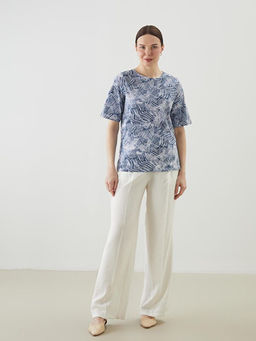 Bisiklet Yaka Desenli Kad?n Ti??rt