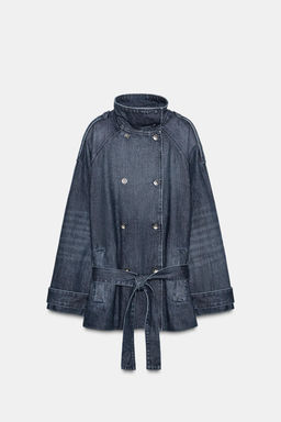 MIDI DENIM TRENCH COAT WITH BELT - Zara фото 9