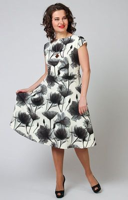 Великолепное платье из плотной ткани с черными загадочными цветами - Ckc collections фото 2