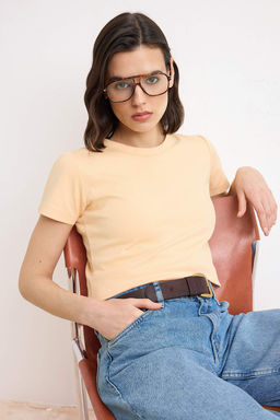 Somon Premium Basic Regular/Normal Kal?p K?sa Kollu Interlok Orme T-Shirt TWOSS26TS00130