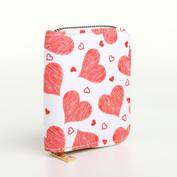 Кошелёк на молнии Сердечки, маленький, белый