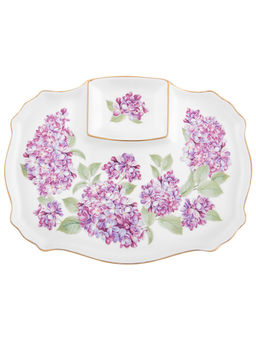 Блюдо д/шашлыка 27*20,5*2,5 см "Сирень" с соусницей, фарфор NEW BONE CHINA