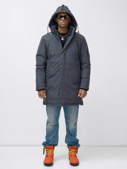 Парка мужская зимняя удлиненная темно-серого цвета 8385TC