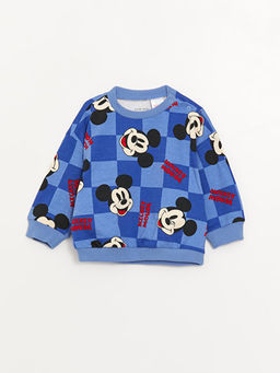 Bisiklet Yaka Mickey Mouse Bask?l? Erkek Bebek Pantolon ve Sweatshirt Tak?m 2li - Waikiki фото 2