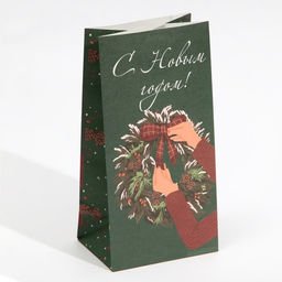 Цена за 5 шт. Пакет без ручек новогодний «С Новым годом», 10×19×7 см