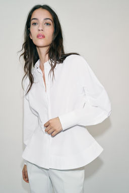 CAMISA POPEL?N PEPLUM / Blanco - Zara фото 2