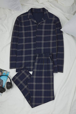 Lacivert Regular Kesim Ekose/Kareli G_mlek-Pantolon _rme Pijama Tak_m_ TMNAW26PT00014
