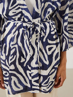 ?al Yaka Desenli Oversize Kad?n Kimono