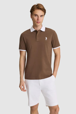 Erkek Kahverengi Regular Fit Polo Yaka Basic Ti__rt