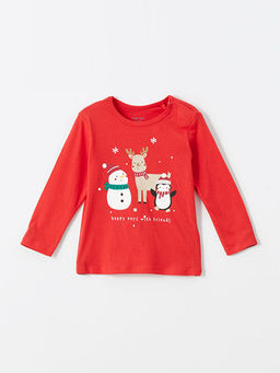 Bisiklet Yaka Y?lba?? Temal? Uzun Kollu Erkek Bebek Ti??rt