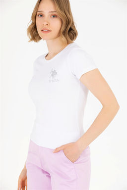 Женская белая базовая футболка с круглым вырезом Неожиданная скидка в корзине - U.s. polo assn фото 2