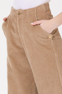 Kad_n Camel Flare Cropped Pantolon