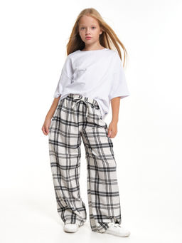 Брюки палаццо спортивные штаны для девочки одежда в клетку UD 5161 касар клетка