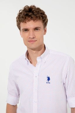 U. S. Polo Assn Мужская красная белая рубашка с принтом - U.s. polo assn фото 2