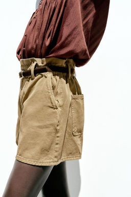 HIGH-WAIST Z1975 PAPERBAG DENIM BERMUDA SHORTS - Zara фото 14