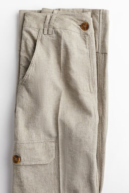 Pantalon cargo en mezcla de lino - H&m фото 5