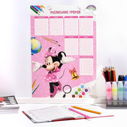Цена за 10 шт. Расписание занятий, А3, Минни Маус