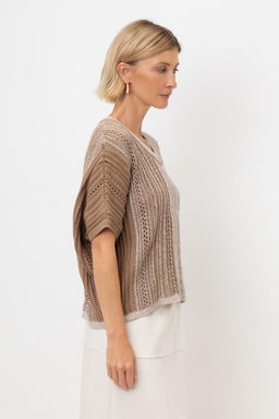 ЕВ 30218/телесный,кофейный джемпер жен