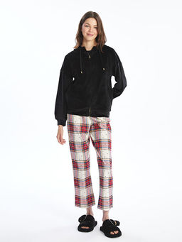 Kap??onlu Uzun Kollu Kadife Kad?n Pijama ?st