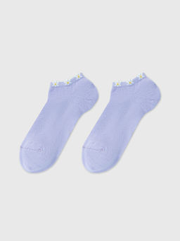 Цена за 5 пар! Носки женские фиолетовые с рисунком в виде цветочков - Mark formelle фото 3