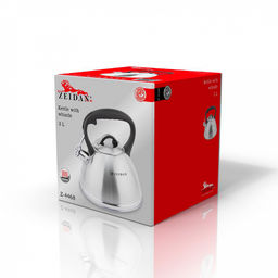 Чайник из нержавеющей стали "Zeidan" 3л, со свистком, комбинированная полировка корпуса, фиксированная бакелитовая ручка, курковый механизм, капсулированное индукционное дно, подарочная коробка (Китай) Подходит для всех видов плит, включая индукционн