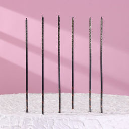 Набор свечей в торт, 6 штук Сияние, жёлтый с чёрным, 17 см