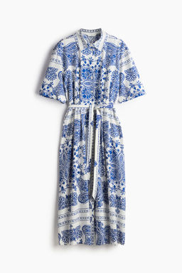 Vestido camisero en mezcla de lino