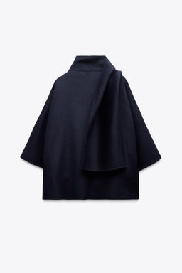 ZW COLLECTION WOOL CAPE WITH SCARF - Zara фото 6