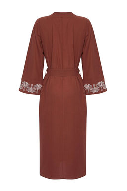 Kiremit Dokuma Nak?sl? Plaj Midi Elbise TBESS25EL00045 - Trendyolmilla фото 9