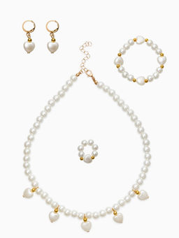 Набор детских украшений «Выбражулька. Стиль в сердце» 4 предмета: клипсы, кольцо, бусы, браслет, белый в золоте