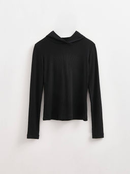 CONTE Джемпер в рубчик с капюшоном LD 2959 black