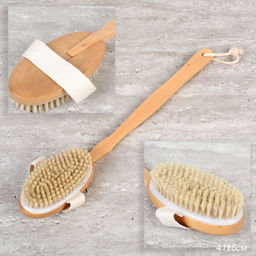 Щетка массажная д/сухого массажа натуральная щетина на ручке 41см / 718-7 /уп 120/