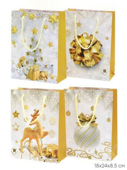 Цена за 12 шт. Пакет подарочный 18х24х8,5 / 362-33-S /уп 12/720/Новый год