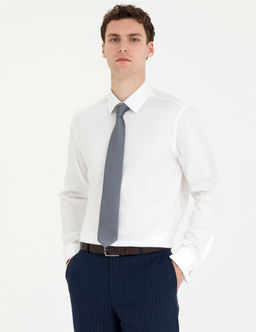 Beyaz Slim Fit Uzun Kollu Klasik G_mlek