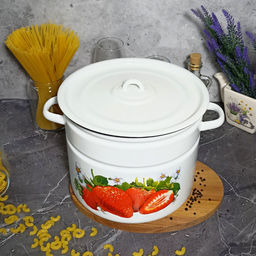 Кастрюля 9,0л цил. белосн. Клубника садовая 1с200с