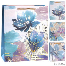 Цена за 12 шт. Пакет подарочный 31x42x12см Цветы / 5250XL /уп 12/300/