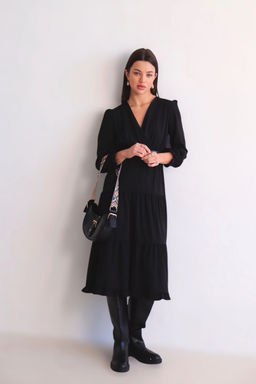 Martichelli Платье чёрное с многоярусной юбкой  фото 19