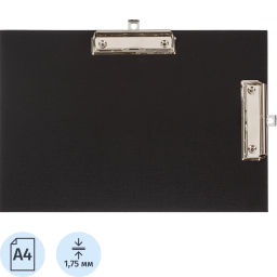 Папка-планшет Attache A4 горизонтальный, с двумя зажимами черный  фото 2