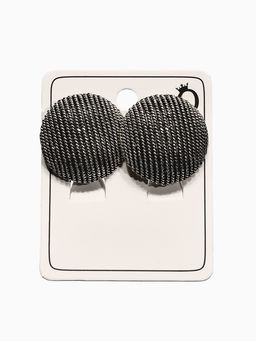 Цена за 2 шт. Клипсы "Винтаж" кург рубчик, цвет чернёное серебро