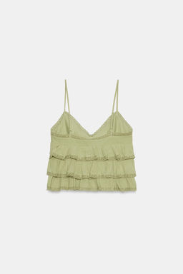 TOP GASA VOLANTES BORDADOS / Verde claro
