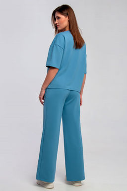 Арт. 2364 Костюм с брюками женский 44-50 (4 шт) Цвет:верх-голубой,низ-голубой - Калинка фото 3