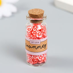 Цена за 3 шт. Декор для творчества пластик Цветок. Красно-белая петуния, набор 8 г, 5?2?2 см