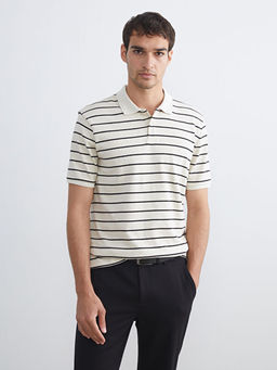 Polo Yaka ?izgili Penye Erkek Ti??rt