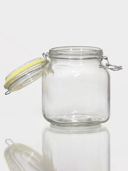 Банка для сыпучих «Радуга», 900 мл, 12×11×15 см, стекло, с бугельным замком, МИКС