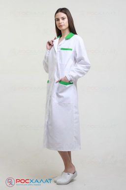 Женский медицинский халат с зеленой отделкой ТИСИ с ВО ХМ-13