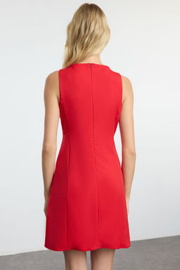 K?rm?z? A Kesim Mini Astarl? Dokuma Elbise TWOAW25EL00192